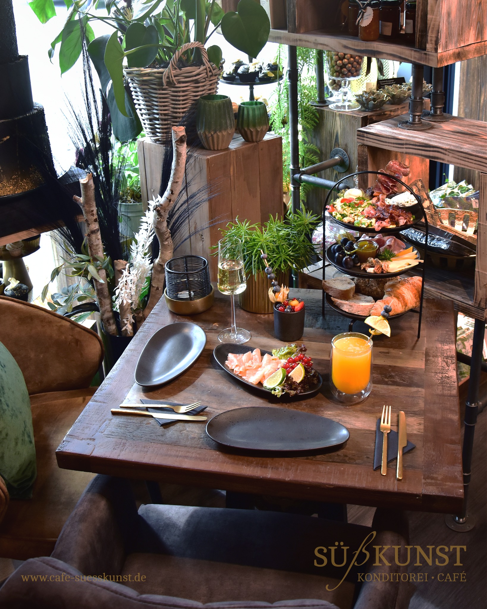 Frühstück mit Lachs im Cafe in Goldbach, Aschaffenburg
